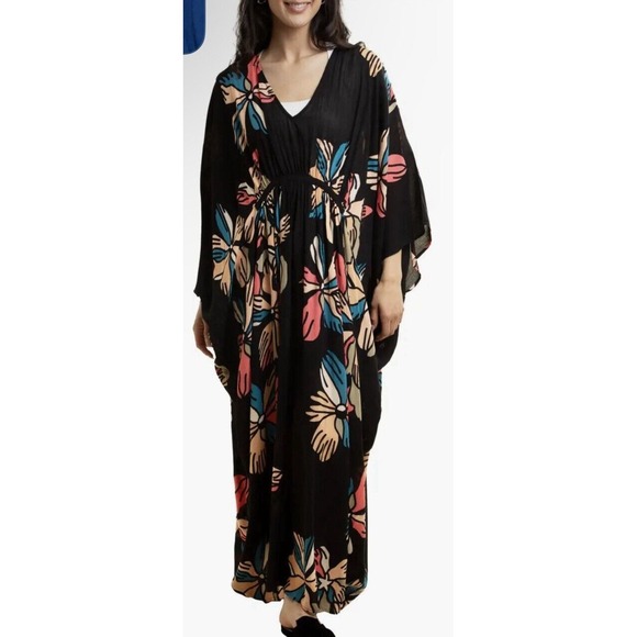 Saachi Floral Kaftan One Size Comfort‎ Colorful Boho - Picture 1 of 9